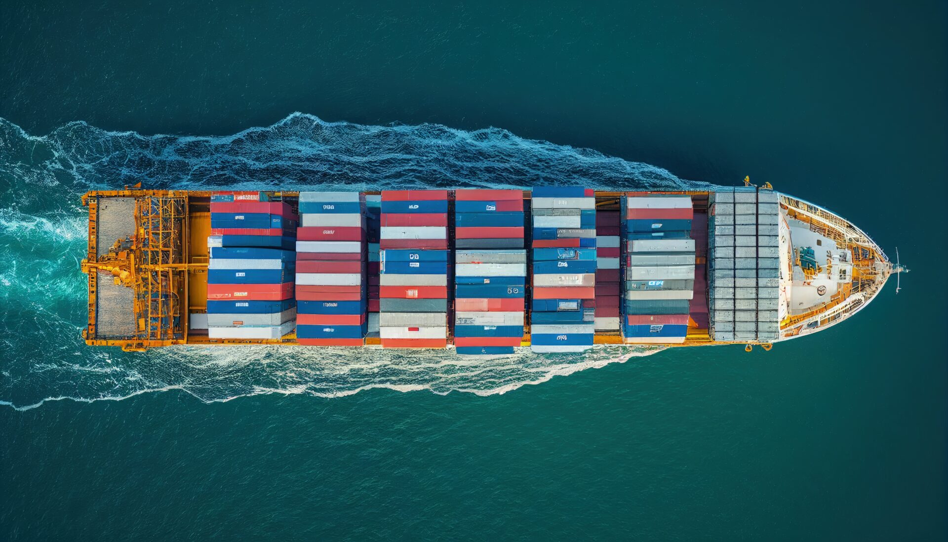 Aerial view from drone, Container ship or cargo shipping busines