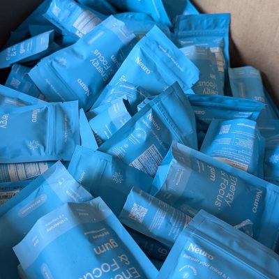 Close up photo of packages of Neuro Gum