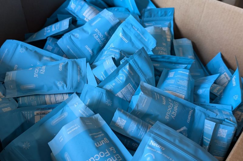 Close up photo of packages of Neuro Gum